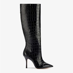 Larroude Kate Boot In Black Stamped Leather
